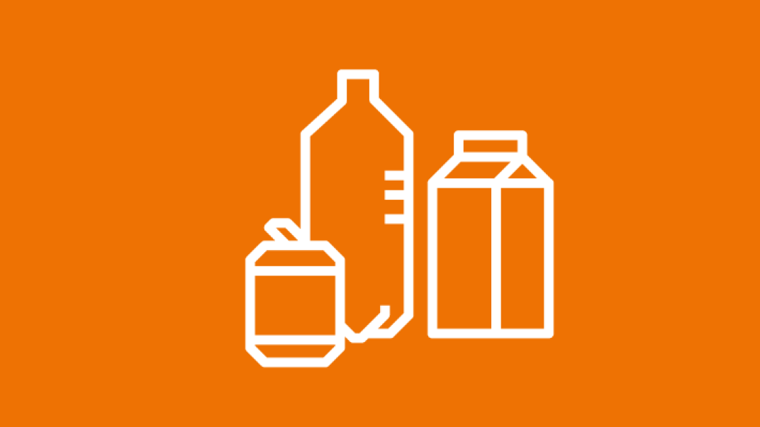 icoon afvalstroom plasticverpakkingen, blik, drinkpakken
